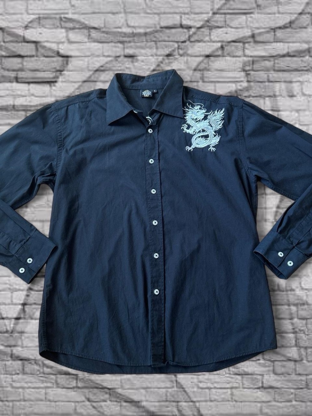 Versace Silver Dragon Button Up